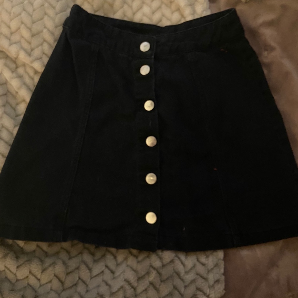 Black button up mini skirt